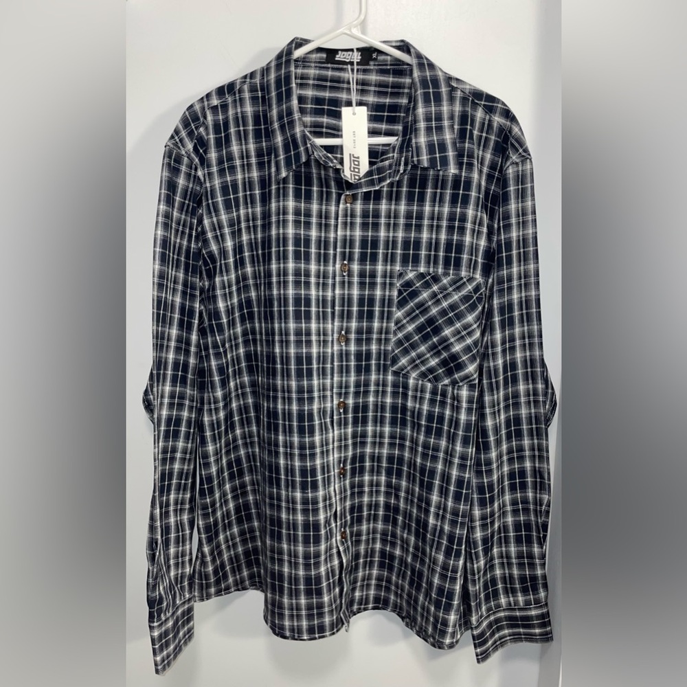 Plaid Navy and White Men's Shirt NWT